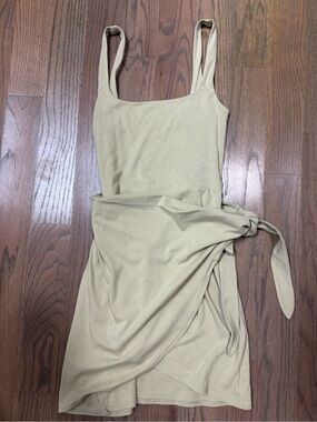 Aritzia Sleeveless Wrap Mini Dress in Sage